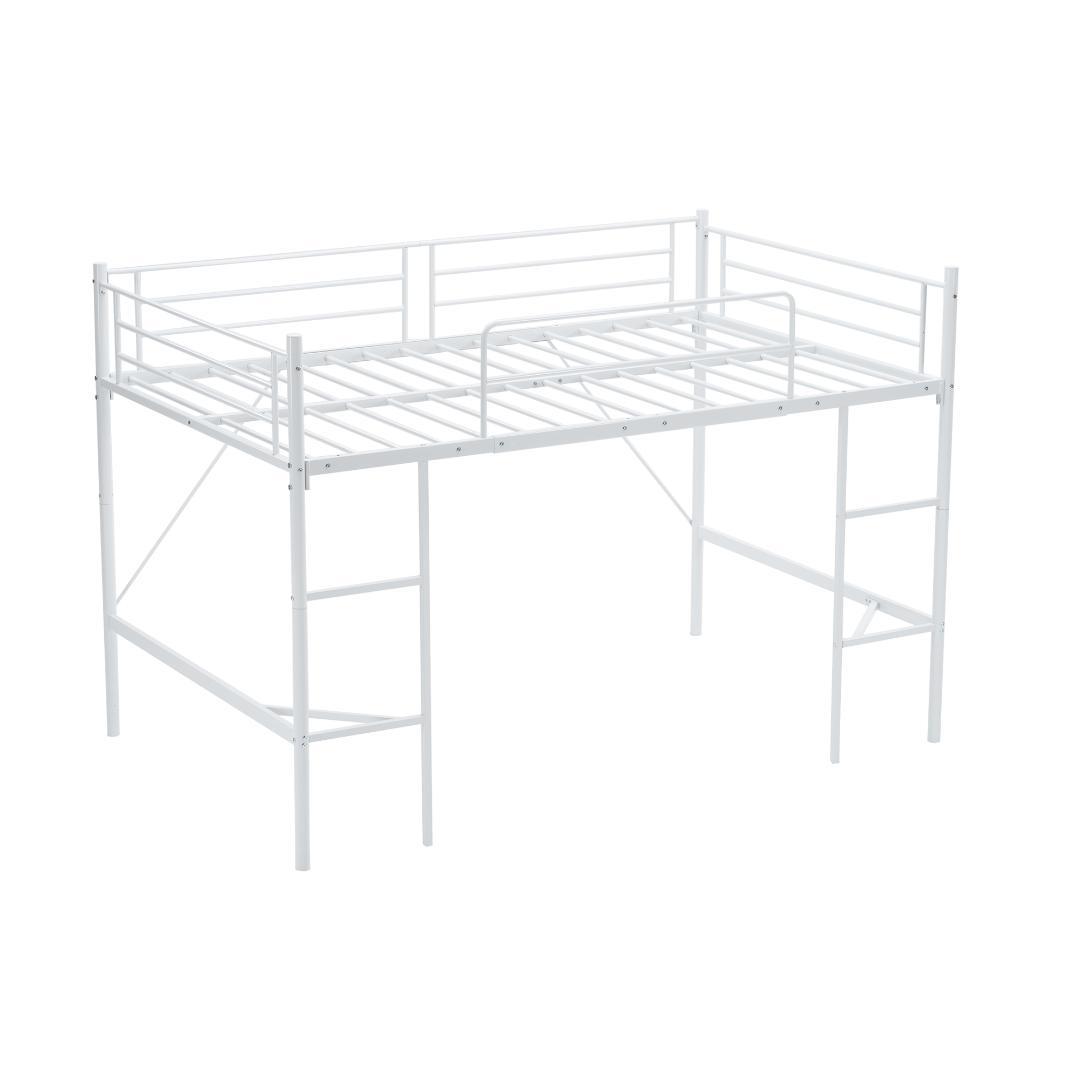 【ホワイト】 SDセミダブル ロフトベッド パイプベッド スチールベッド 収納