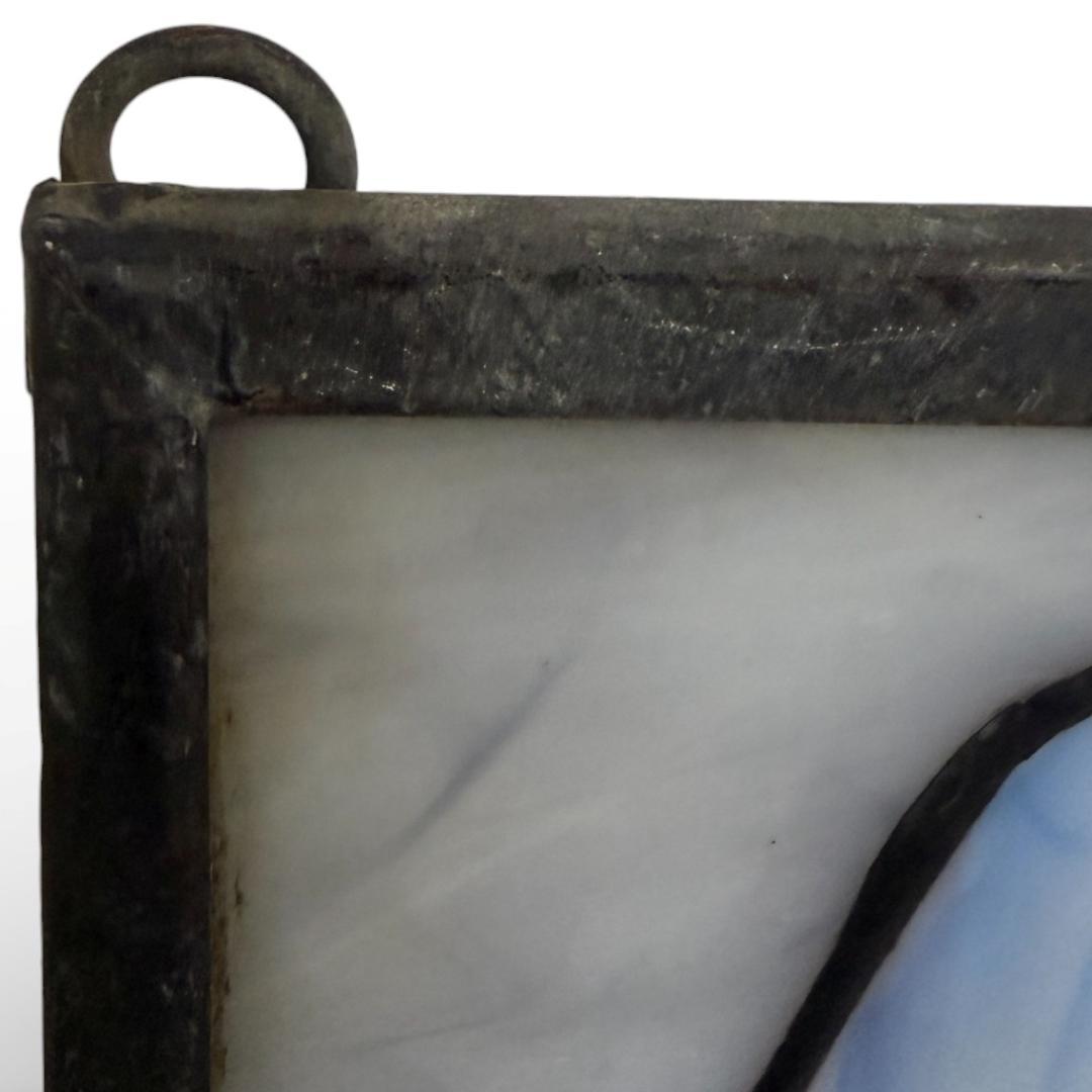 【幅61.5㎝】【希少】大型 ステンドグラス 狼と月 遠吠え 壁掛け パネル