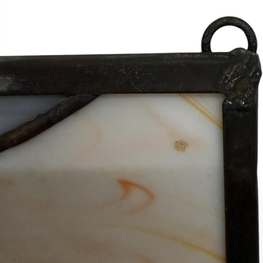 【幅61.5㎝】【希少】大型 ステンドグラス 狼と月 遠吠え 壁掛け パネル