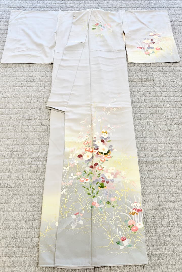 高級 訪問着 正絹 袷 ブルー 友禅 金彩 暈し染め フォーマル