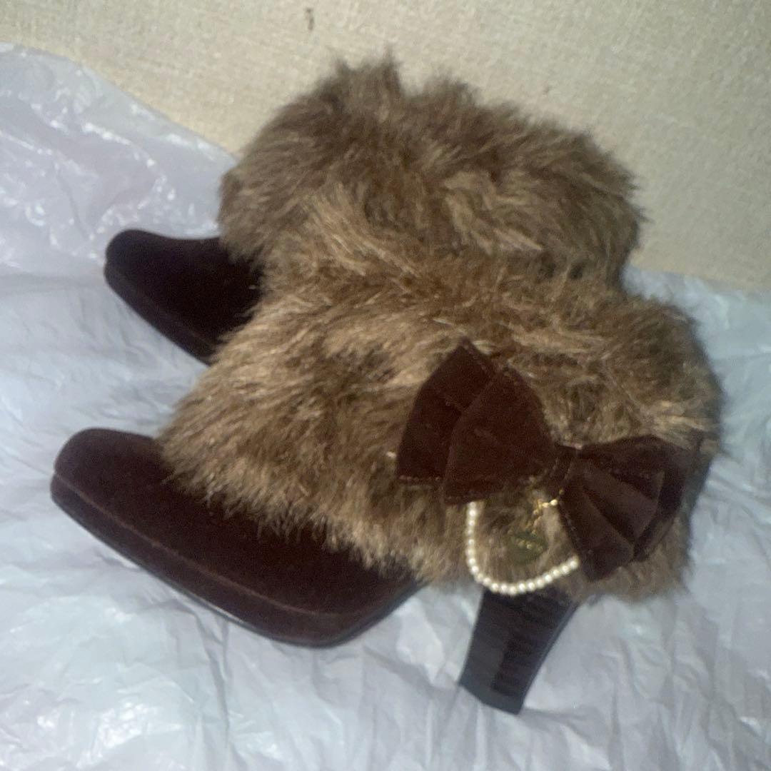 LIZ LISA リズリサ ファー付 ショートブーツ LL24.5cm リボン