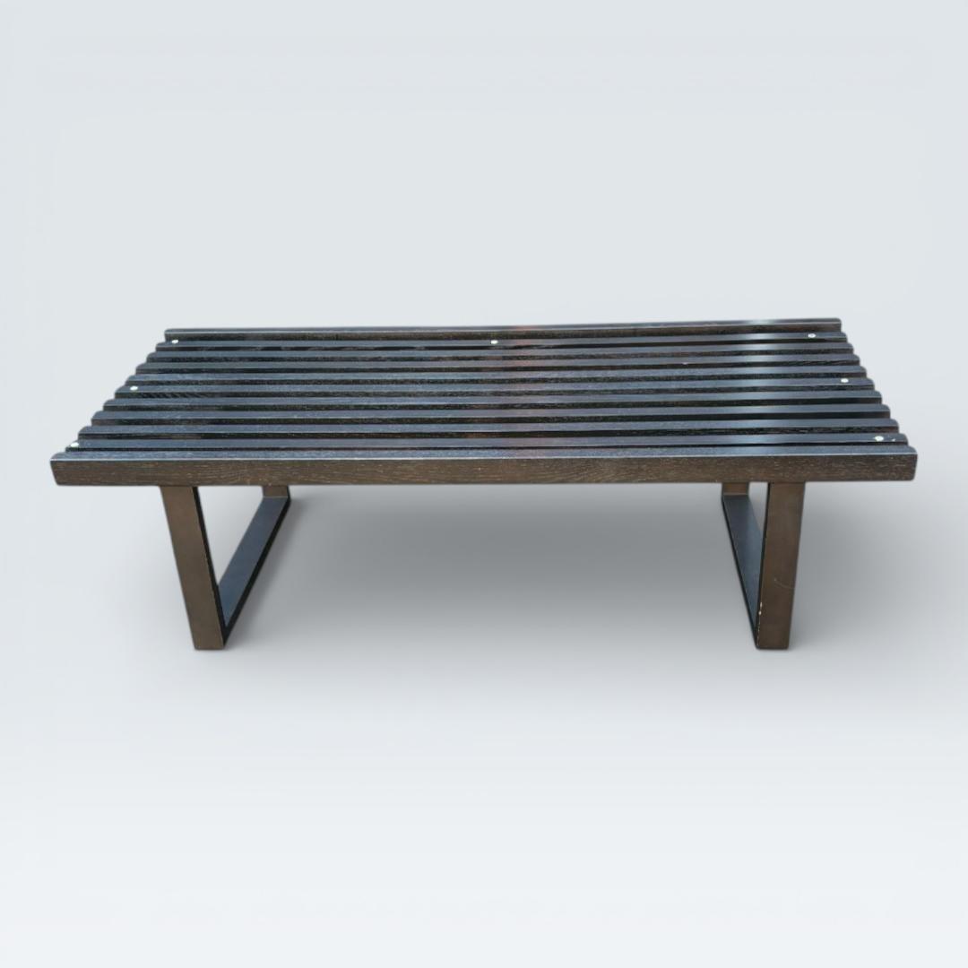 ネルソンベンチ風 センターテーブル ガラス天板 幅120cm