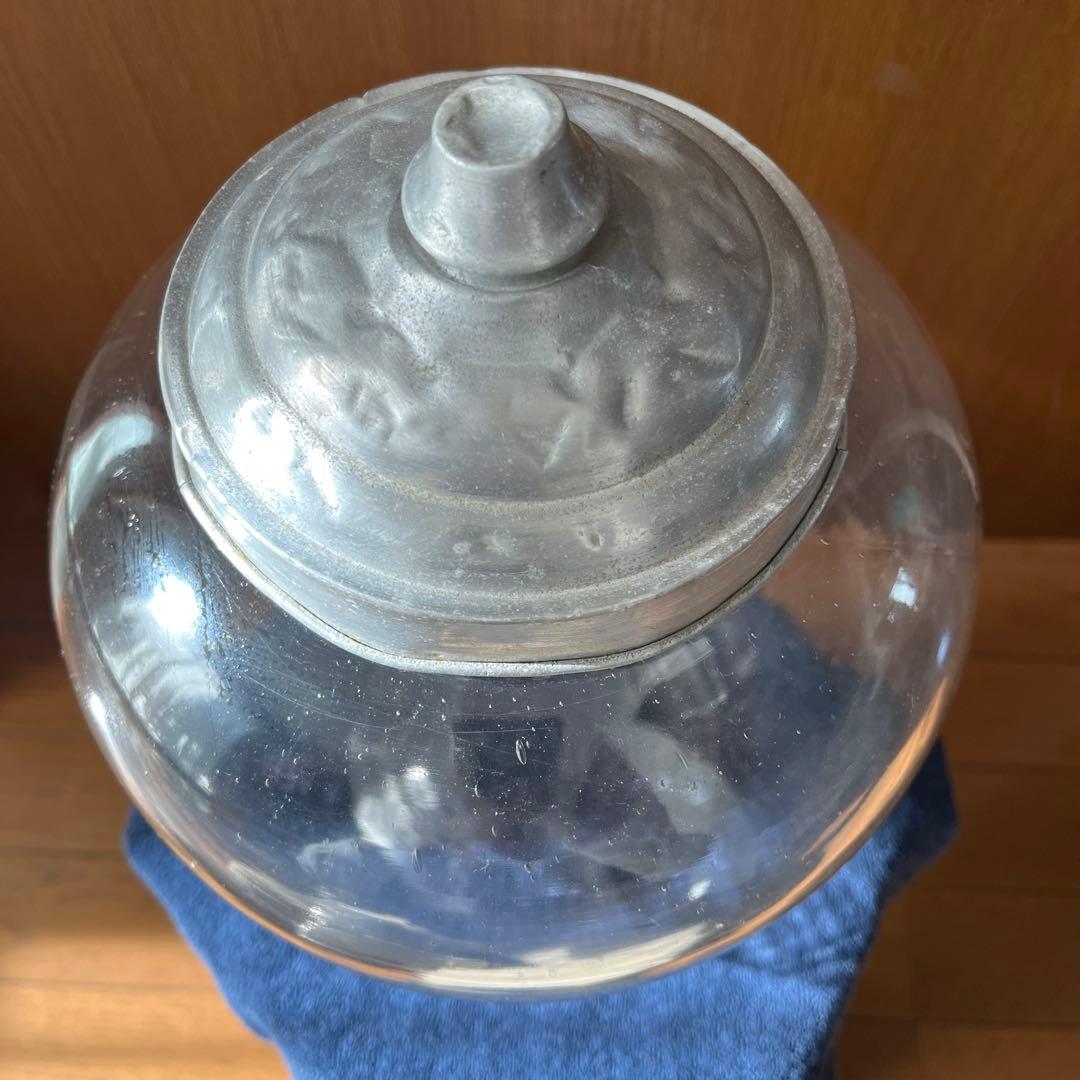 昭和初期、ガラス瓶アルミ叩き出し蓋付き