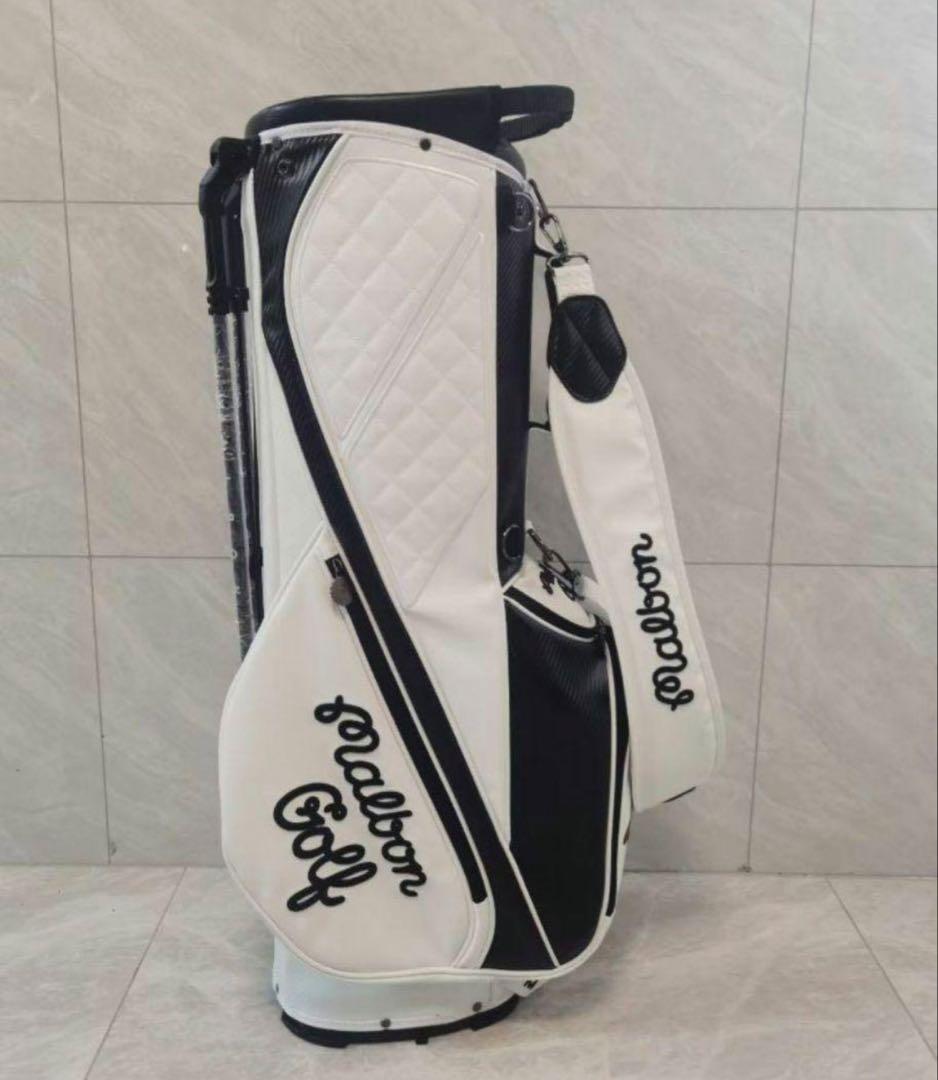 キャディーバッグ　白　マルボンゴルフ MALBON GOLF スタンド