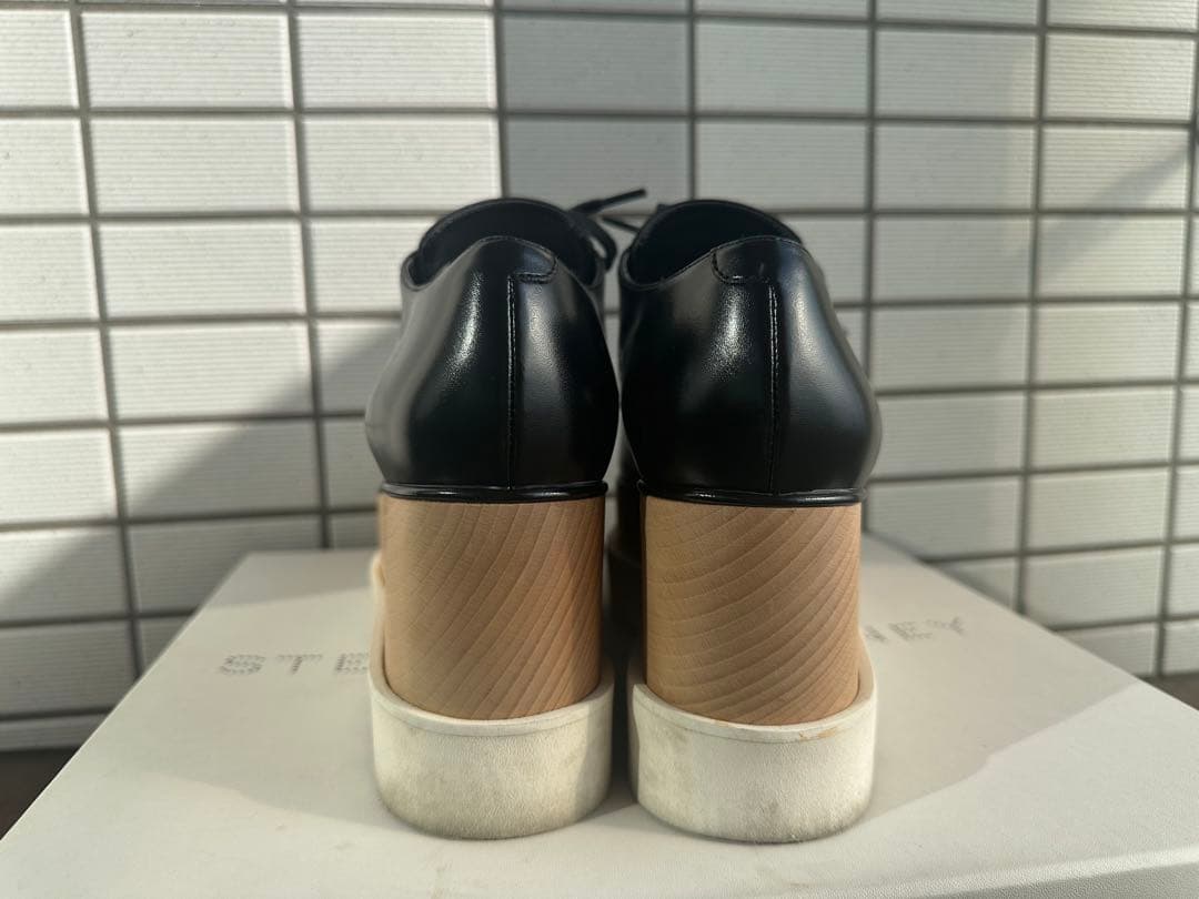 ステラマッカートニー エリス 35.5 黒 レザー 厚底 レースアップシューズ