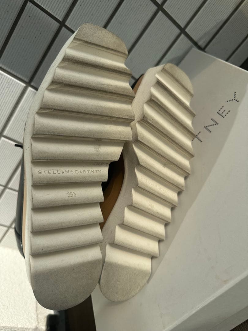 ステラマッカートニー エリス 35.5 黒 レザー 厚底 レースアップシューズ