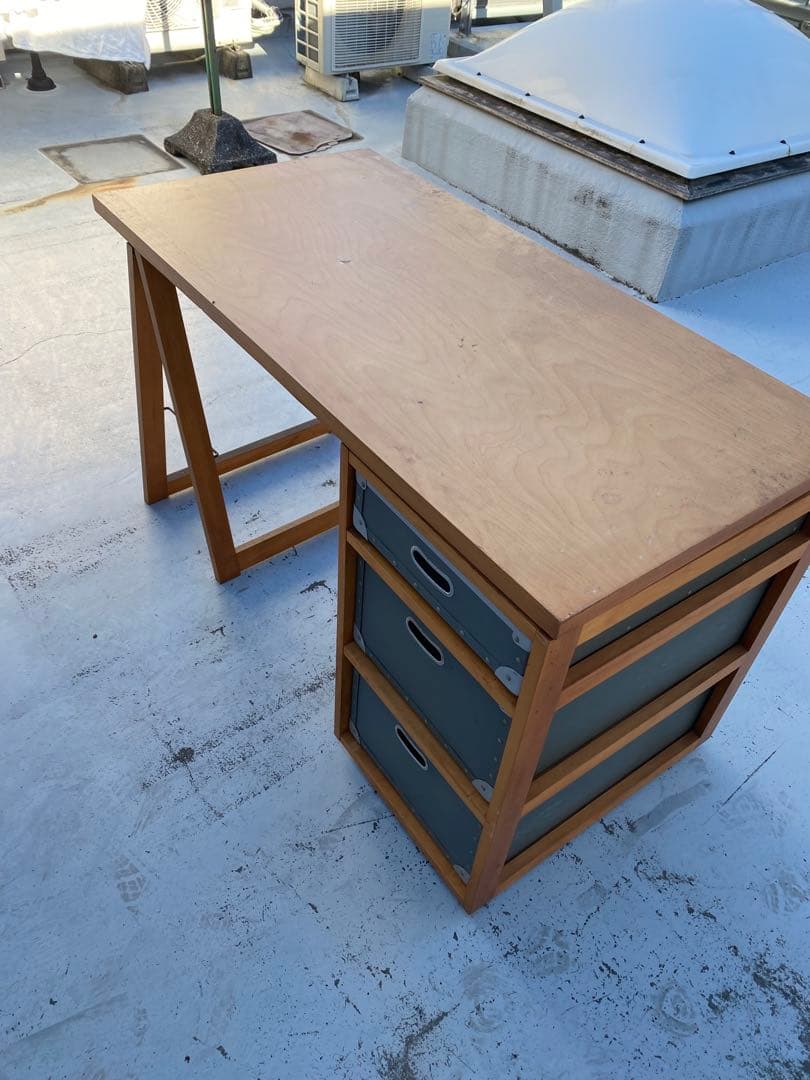 木製シンプルデスク 引き出し3つ付き