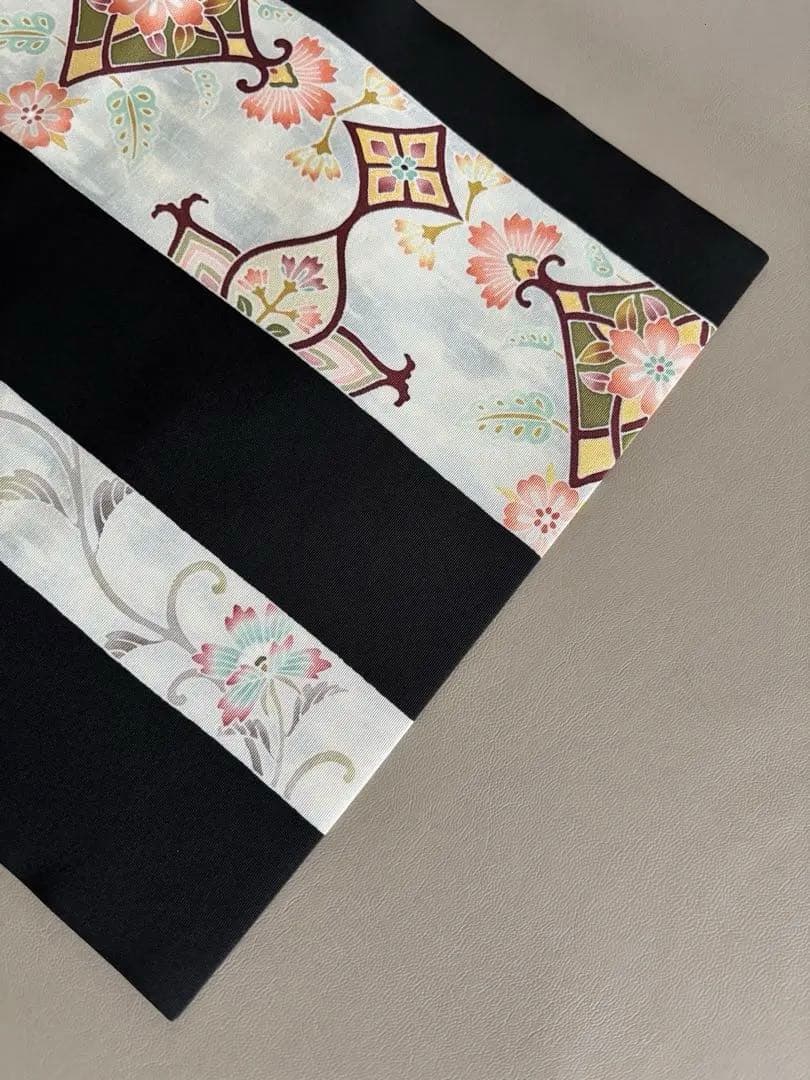 正絹 塩瀬 黒地 装飾華文 九寸名古屋帯 極美品