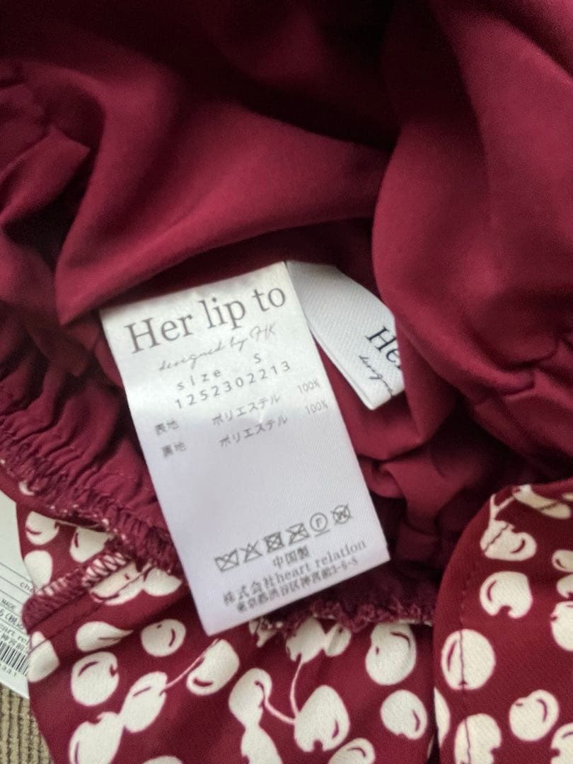 herlipto Cherry Pattern Strap Top S チェリー