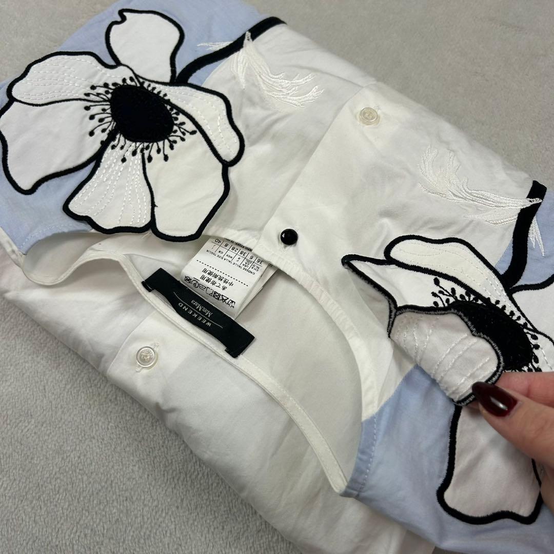 K737 M ウィークエンドマックスマーラ 花柄刺繍 シャツ レディース