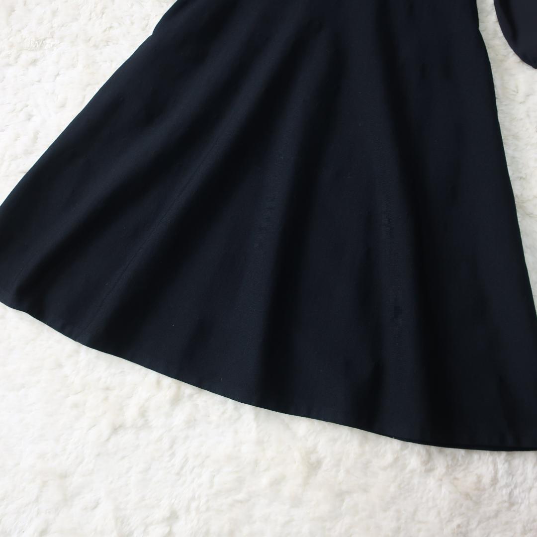 ルネ Rene ニットワンピース ドレス バイカラー フレア Aライン 黒 34