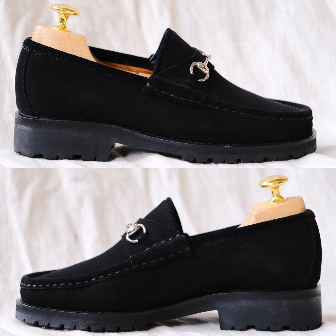 美品GUCCIグッチ ホースビットスエードローファー ブラック34.5C