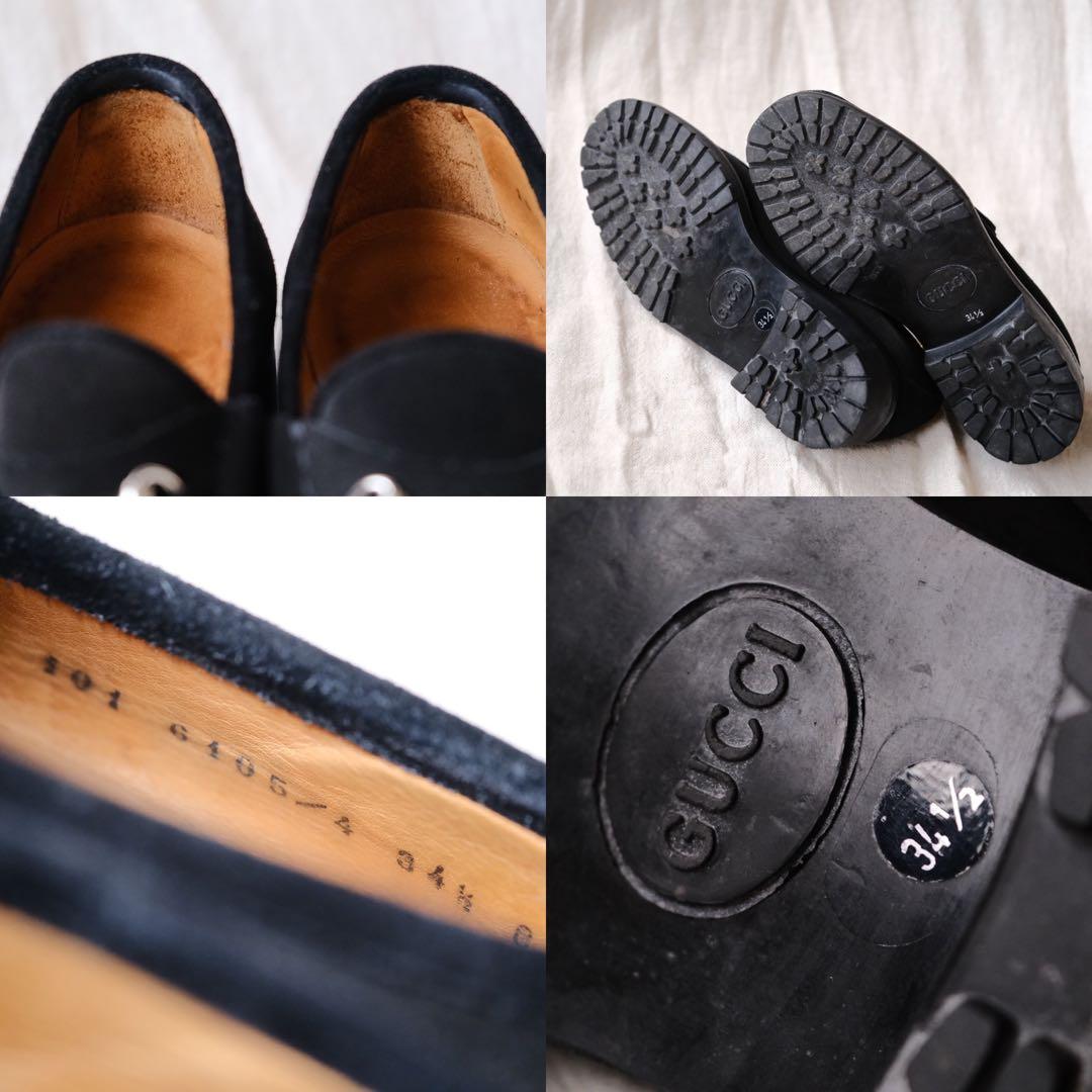 美品GUCCIグッチ ホースビットスエードローファー ブラック34.5C