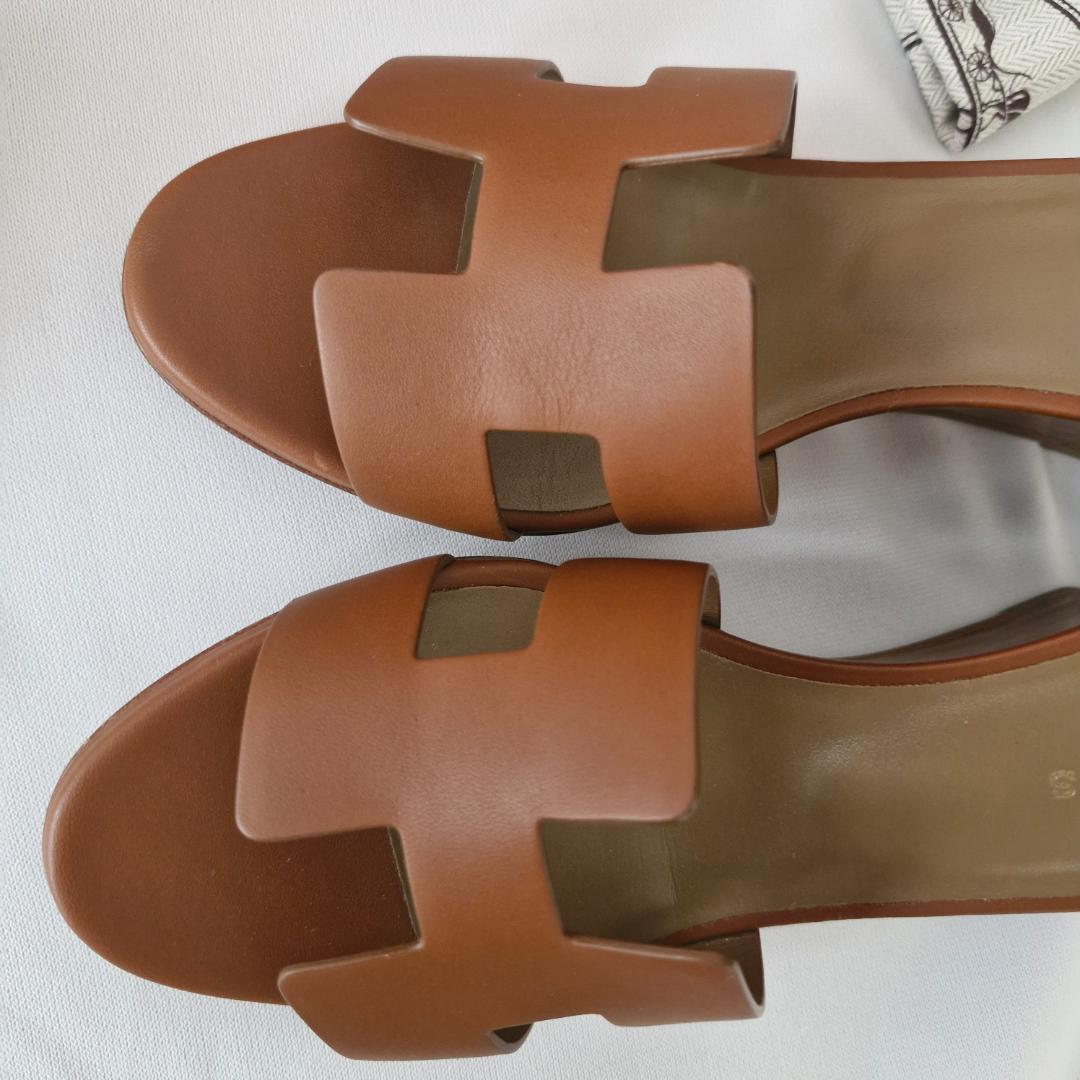 エルメス　レジェンド　サンダル　36 １/2　ゴールド　ブラウン