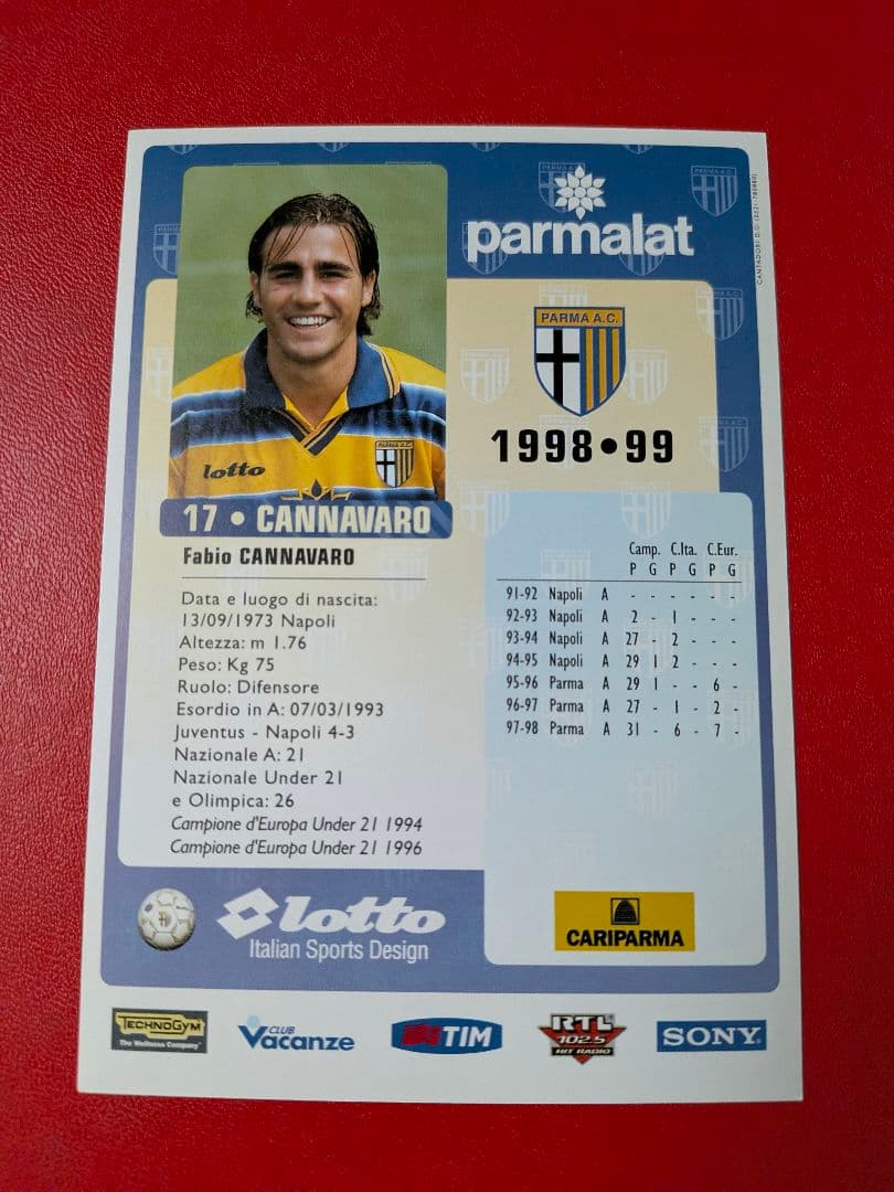 カンナバーロ クラブ発行 直筆サインカード パルマ 公式