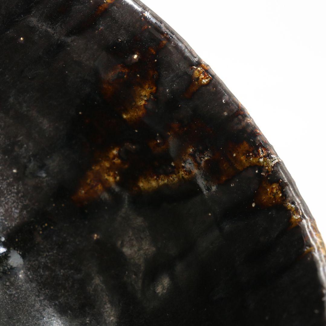 人間国宝 清水卯一作 黒釉茶碗 御物袋付 共箱共布　M837　DD