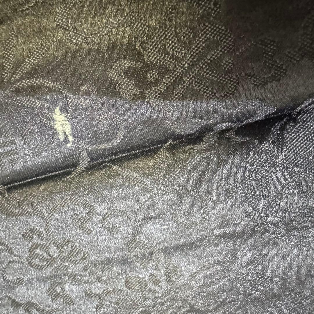 鷹の刺繍 名古屋帯 黒　アンティーク　刺繍帯　羽