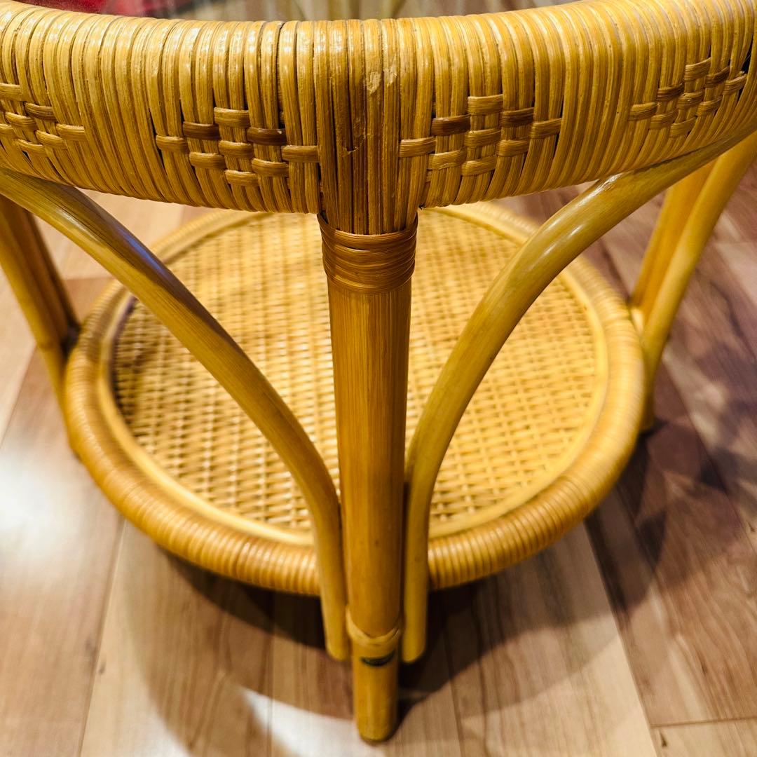 momo サイドテーブル ラタン 円形 ローテーブル レトロ アンテーク