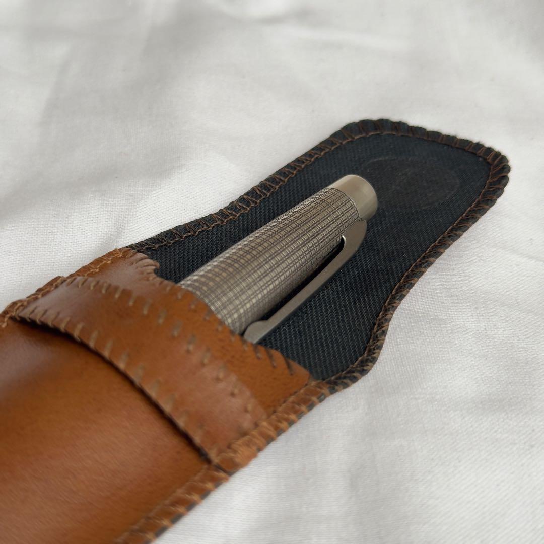 レザーケース・インク付き プラチナ Ptペン先 万年筆 シルバー silver