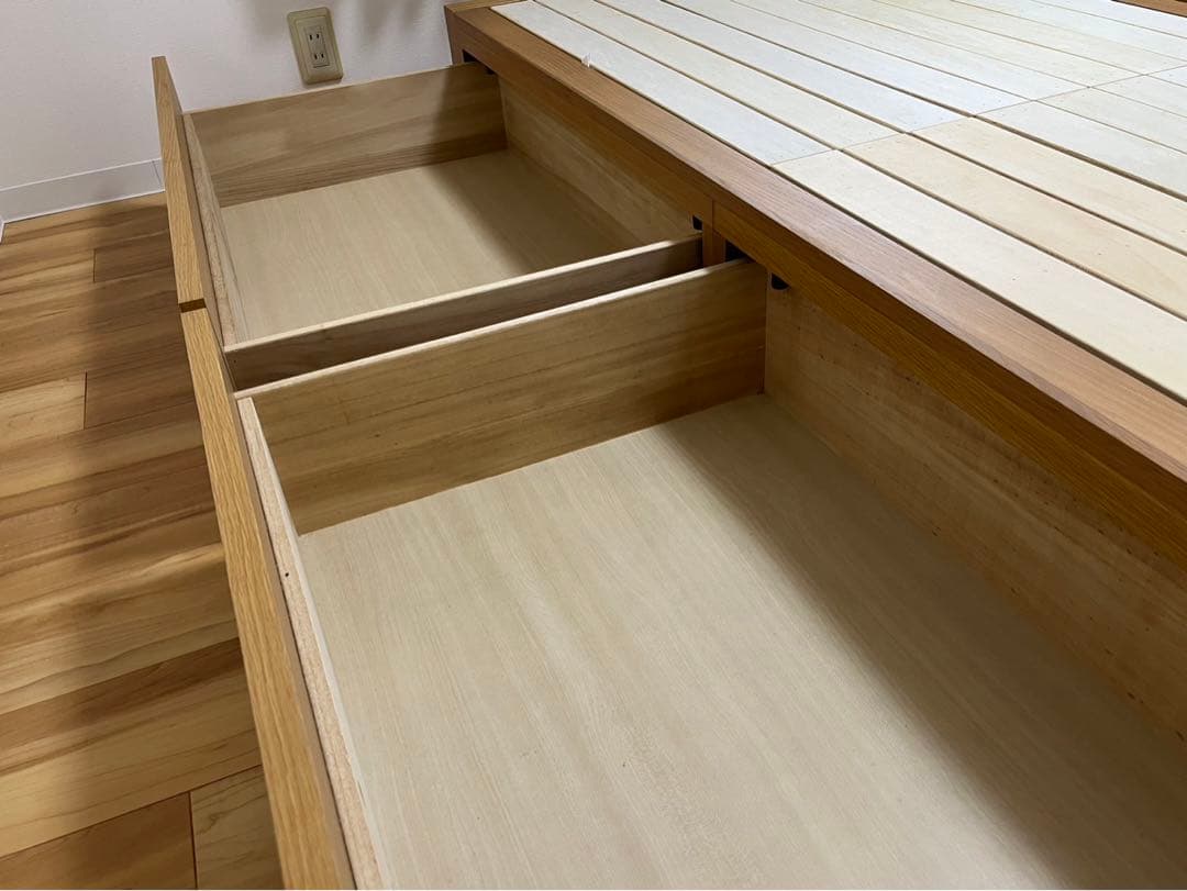 無印良品　スモールサイズ　セミシングル　オーク　収納付きベッド　※組立説明書つき