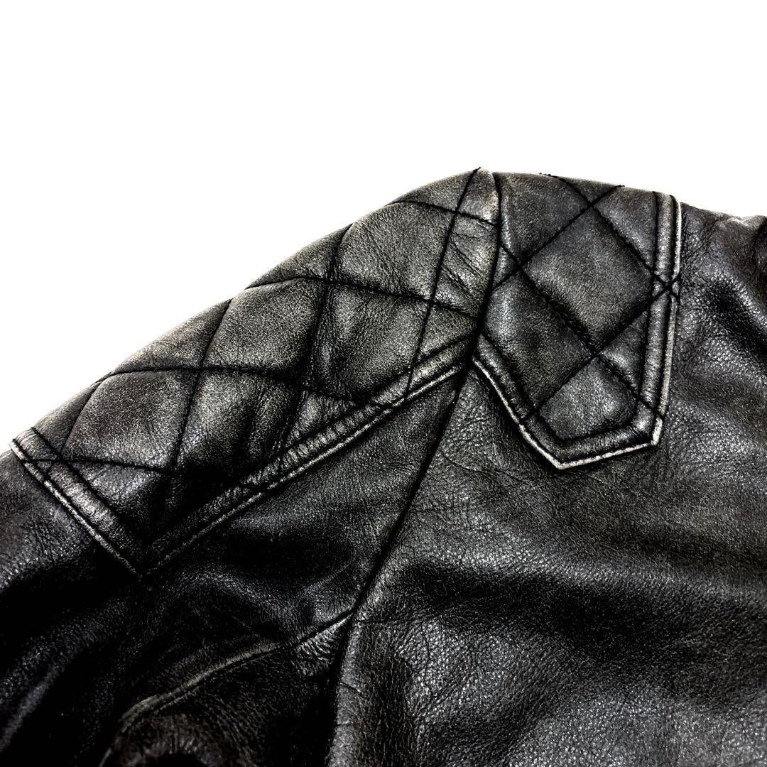 RALPH LAUREN ライダースジャケット ビンテージ加工 ブラック M 革