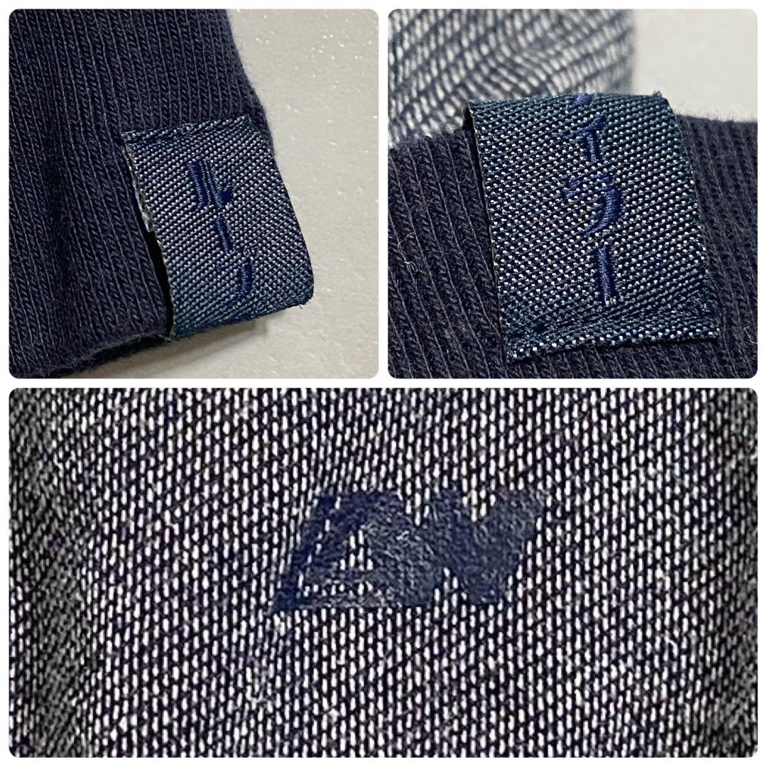 A18478 美品 ループウィラー 前V 吊り編みインレイクルーネック 紺系L