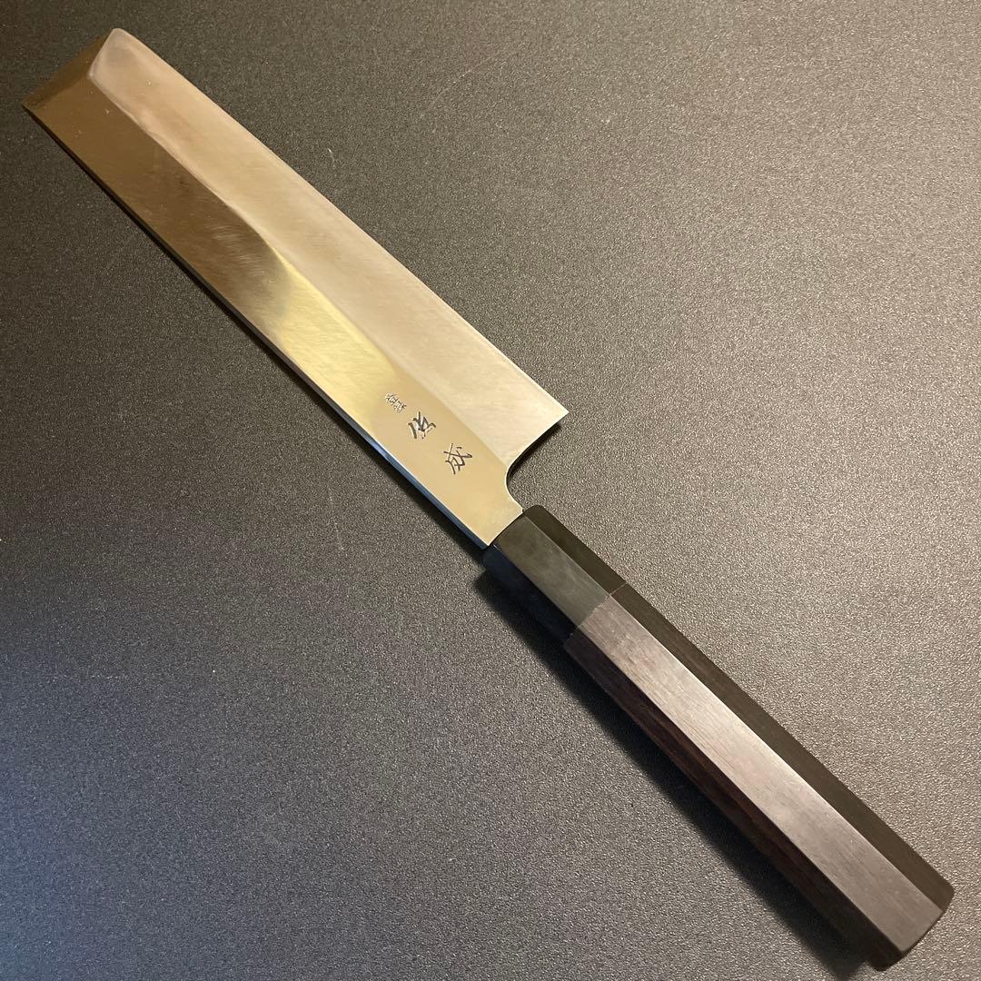 スケナリ　佑成　本焼　薄刃　和包丁　刃渡り243mm 8寸　　黒檀八角柄
