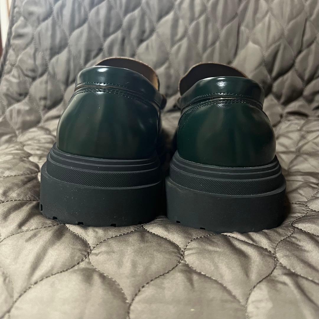 FRED PERRY グリーン フリンジ付きローファー