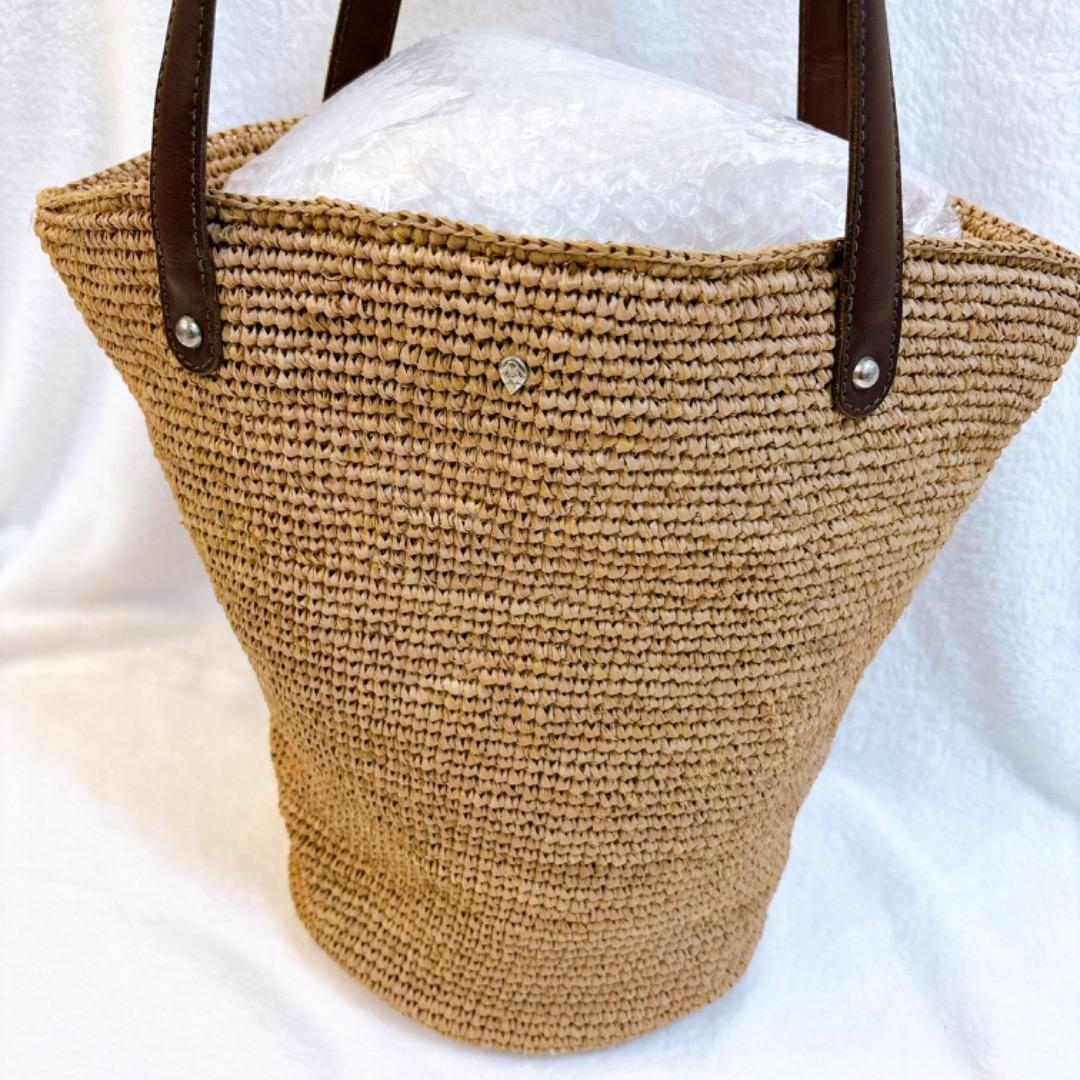 【美品✨】大　ヘレンカミンスキー ラフィアトートバッグ かごバッグ レザー 本革