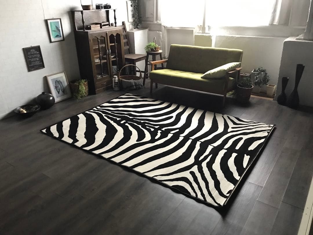 モダン ラグジュアリー ゼブラ柄 ラグ ラグマット 159.5x229.5cm