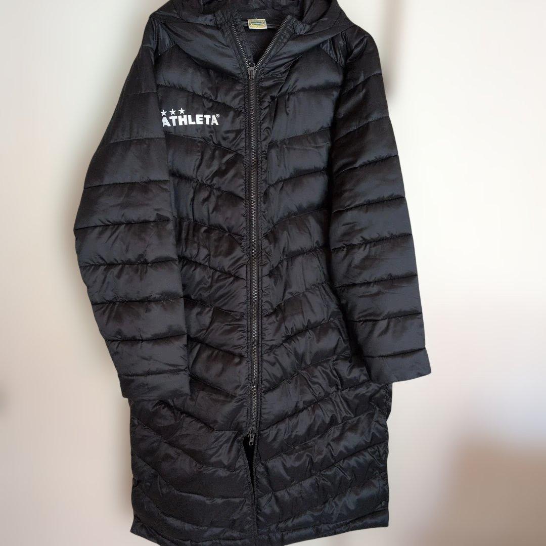 ATHLETA ブラック ベンチコート フード付き