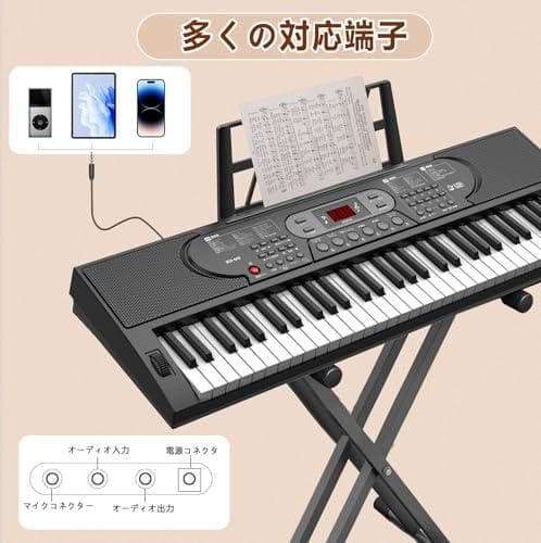 電子ピアノ 61鍵盤 キーボード ピアノ 70デモ曲 200音色 200リズムm