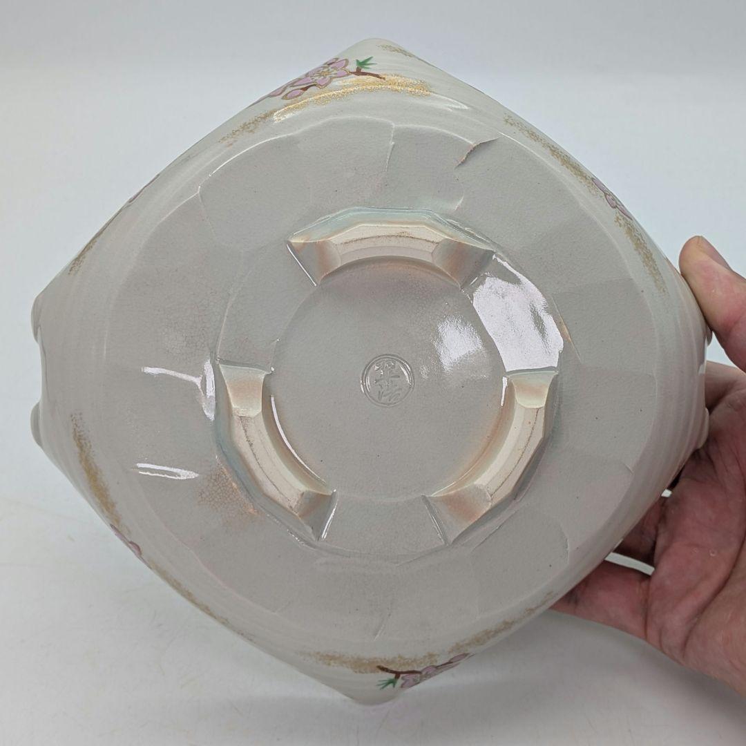 宮本翠浩 京焼 桃の絵手鉢 共箱合布 清水焼 食器 菓子器 菓子鉢 菓子皿 在銘