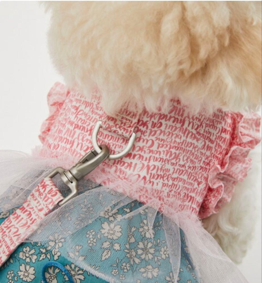 louisdog ピンク文字柄チュールハーネス　リード付き　Ｌサイズ