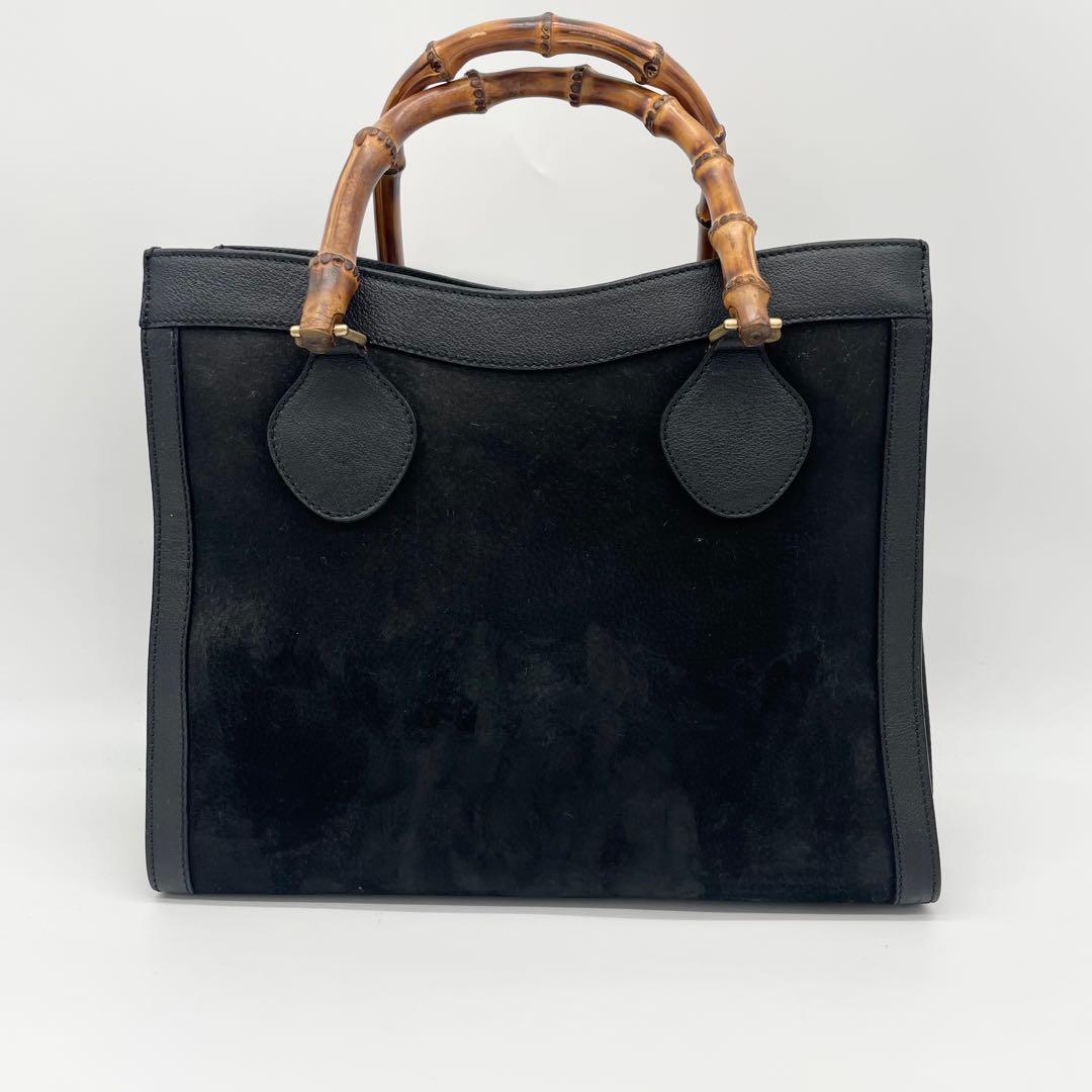 美品　GUCCI ダイアナ　バンブー　ハンドバッグレザー　スエード　ブラック