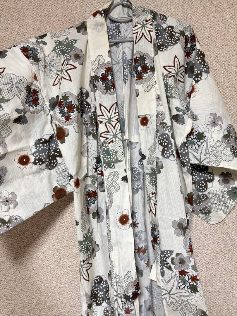 utatane 浴衣3点セット オフホワイト＆先染めベージュ風