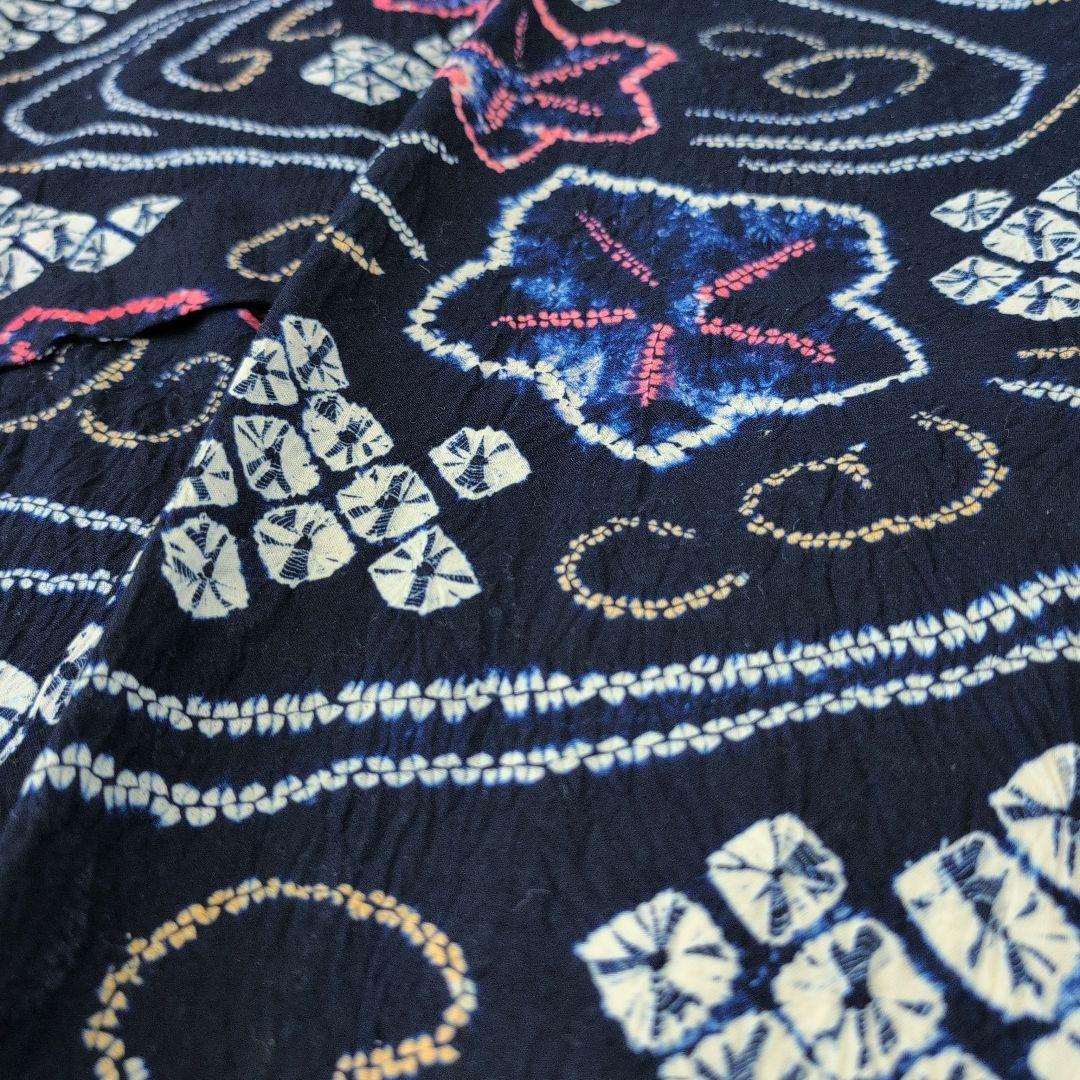 【濃紺】絞り浴衣/献上柄正絹半幅帯　セット