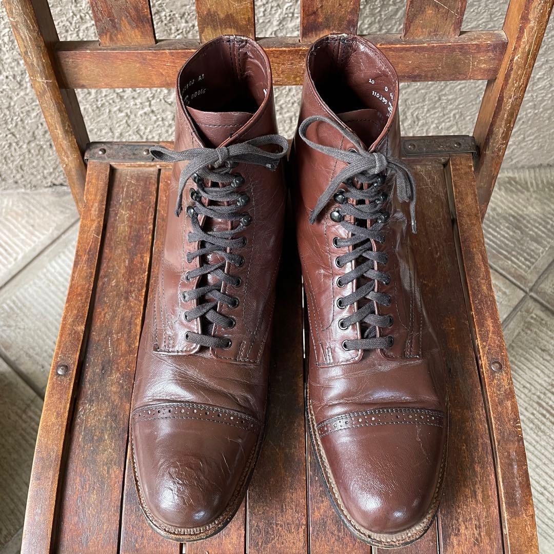 希少！70s USAヴィンテージ　ステイシーアダムス10D白タグレザーブーツ革靴