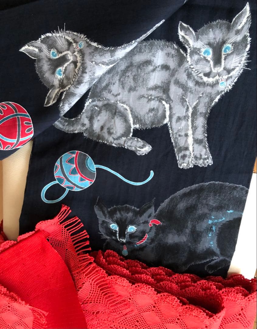 猫柄の浴衣　岡重　新品・未使用品