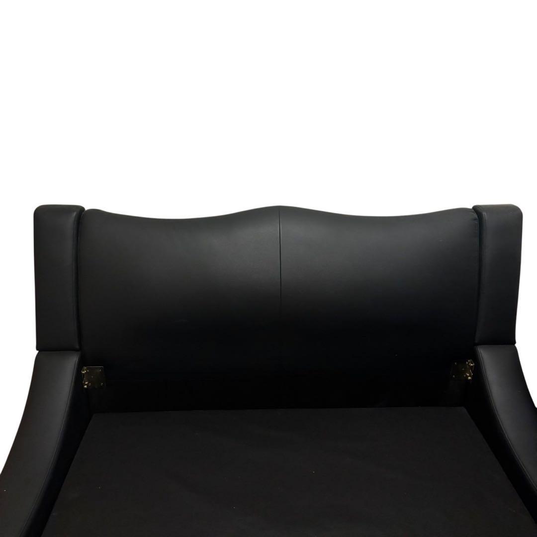 限定配送 ワイド ダブルベッド フレーム レザー 高級感 モダンブラック 羽 F