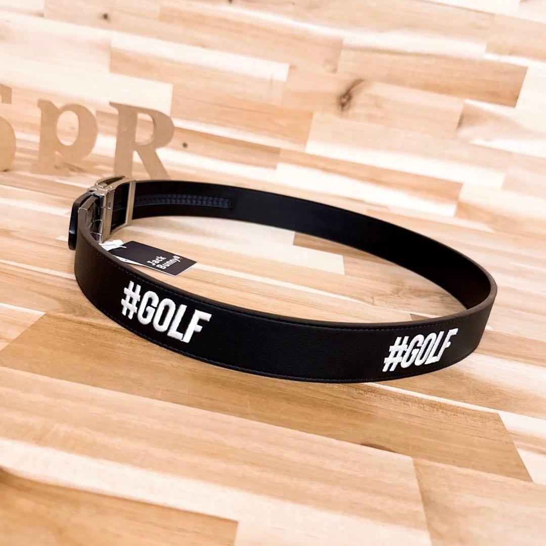 レア/廃番【ジャックバニー】刺繍ロゴ メタルJBバックル ゴルフ ベルト 黒×白