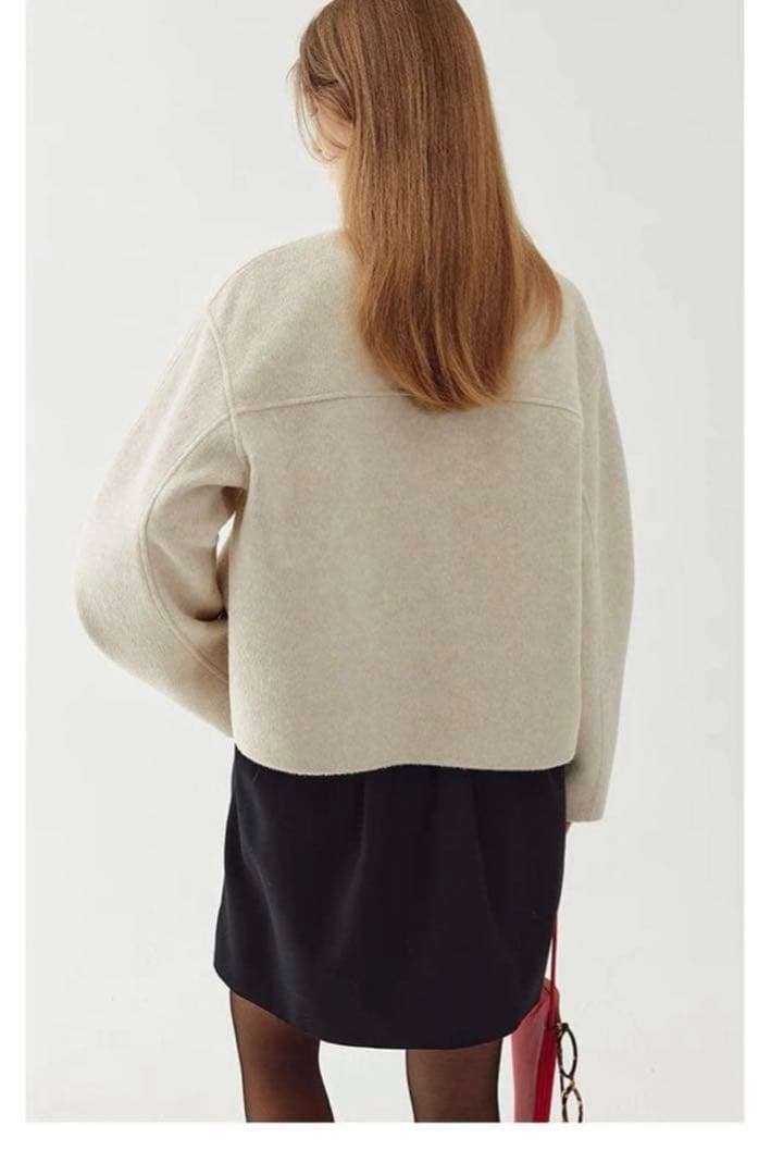 Fano Studios ノーカラージャケット リボンタイ ウールコート