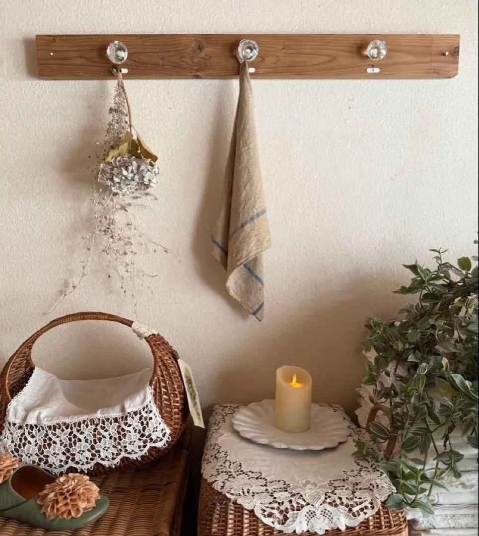 気まぐれ工房ஐ木とガラスのつまみの壁掛けフックஐビンテージ・アンティーク