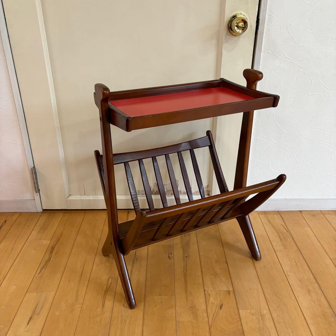 ☆ビンテージ☆折りたたみ　木製　マガジンラック　サイドテーブル　アンティーク