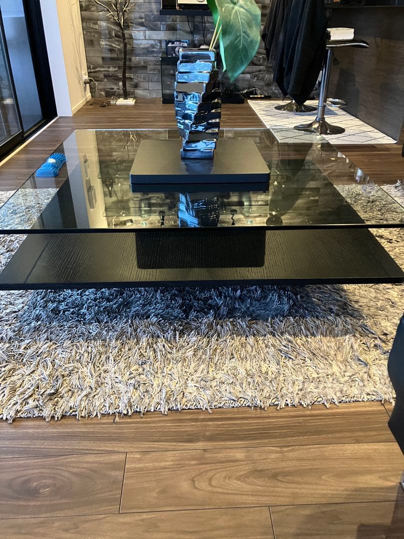 armoniaアルモニア ガラスセンターテーブル ブラック木目調 おしゃれ