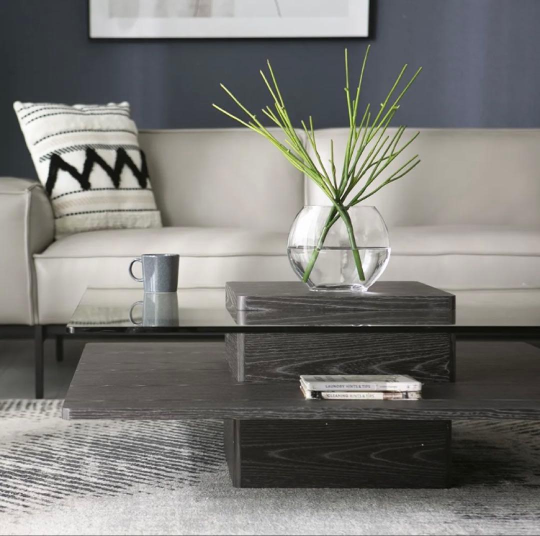 armoniaアルモニア ガラスセンターテーブル ブラック木目調 おしゃれ