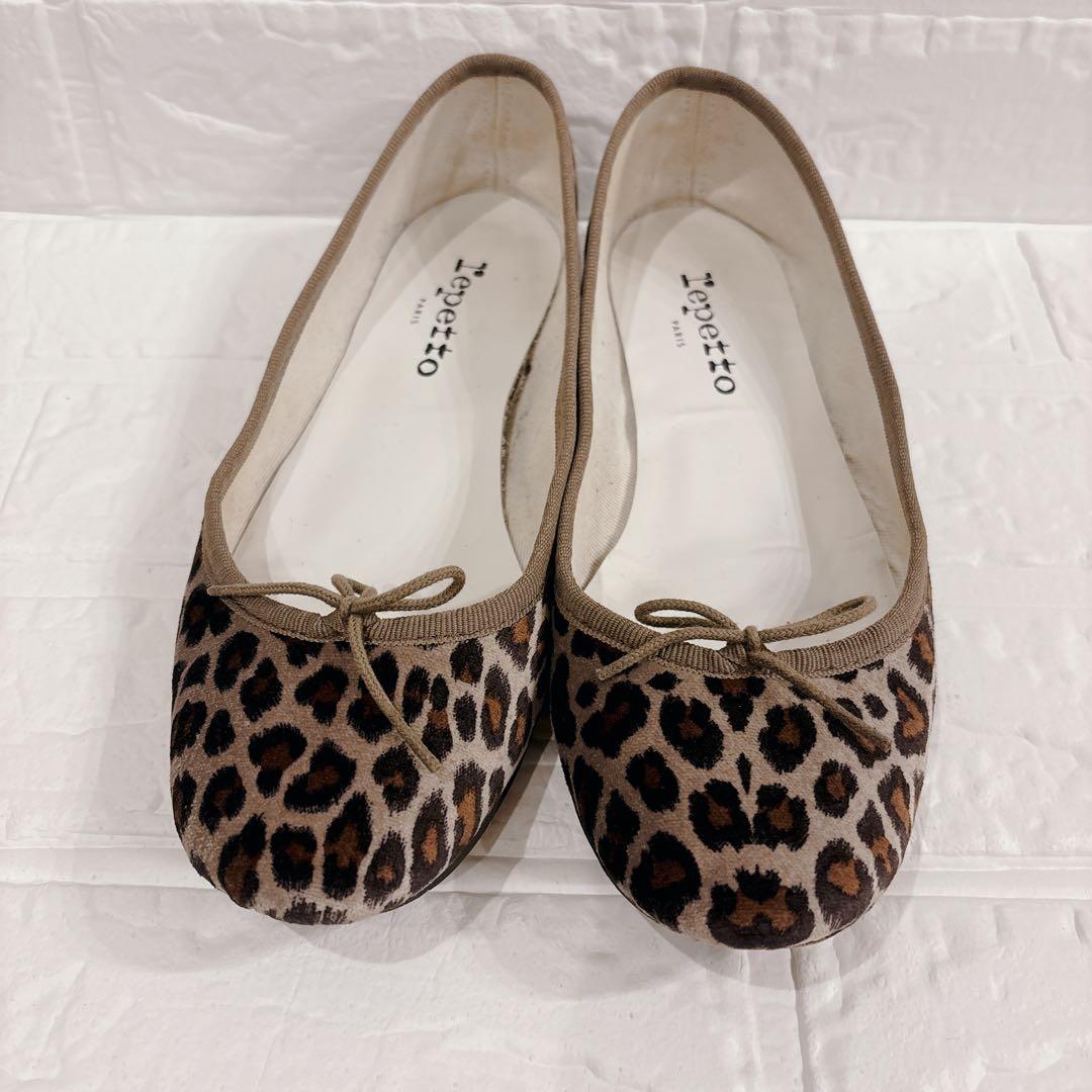 repetto レオパード柄 バレエシューズ ベルベット　　ベロア 37
