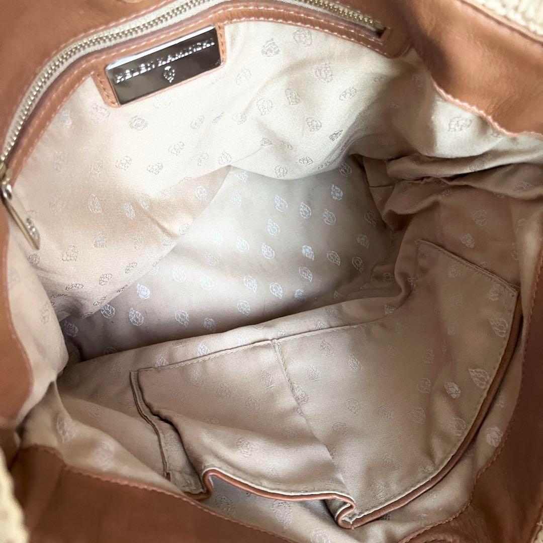 美品✨ヘレンカミンスキー ラフィア カゴバッグ ポンポン付き