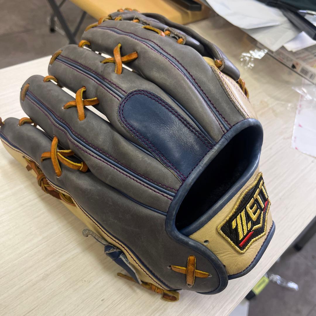 ZETT 外野用　オーダー　グラブ　ゼット　軟式グローブ グレー/ベージュ
