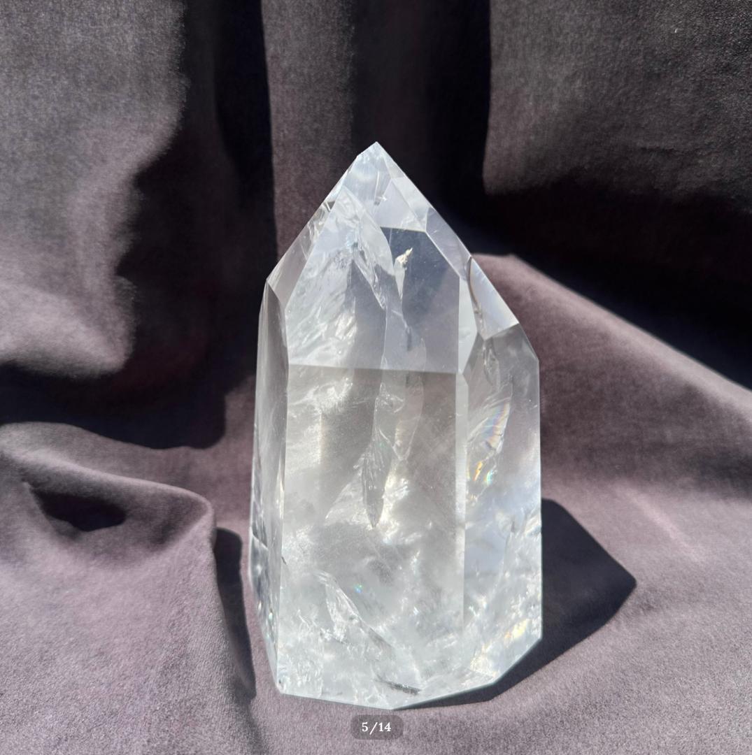 【レムリアン水晶】水晶 ポイント タワー 虹入り ブラジル産